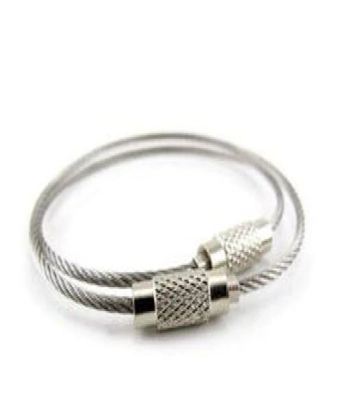 

stainless steel wire keychain cable key ring for outdoor hiking 1000pcs, Silver