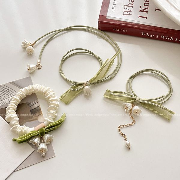 

fashion blogger designer jewelr new bell orchid headband rubber band high elastic durable hairband in summer scrunchies hair ties wholesale, Golden;silver