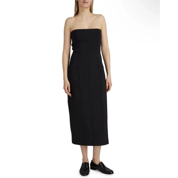 

runway dress 2023 spring & summer black strapless elasticity midi dress