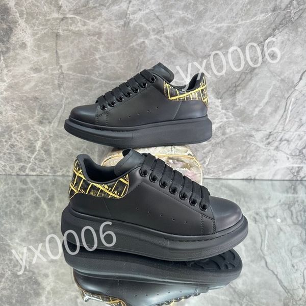 

new luxury casual shoes small white shoes lovers' letters flat bottom lace up board shoe men's and women's sports low shoes, Black