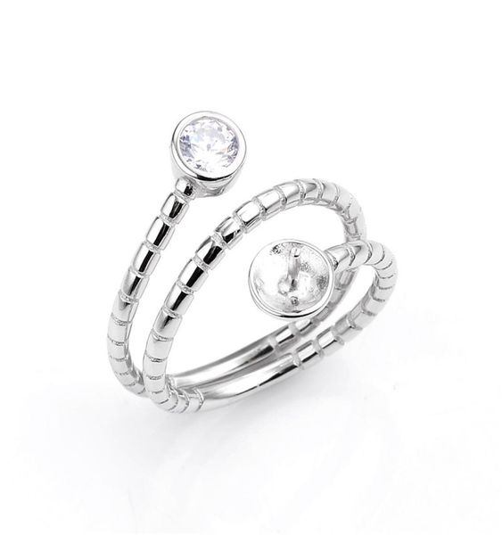

shaped ring pearl settings with zircon jewelry bijoux 925 sterling silver rings base diy findings 5 pieces2787099, Slivery;crystal