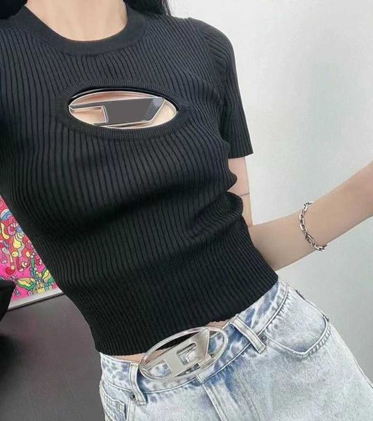 

women's tshirts designer knit diesel tight t-shirt hollow out tee tanks women shirts letter printed short sleeve yoga tees woman summer, White