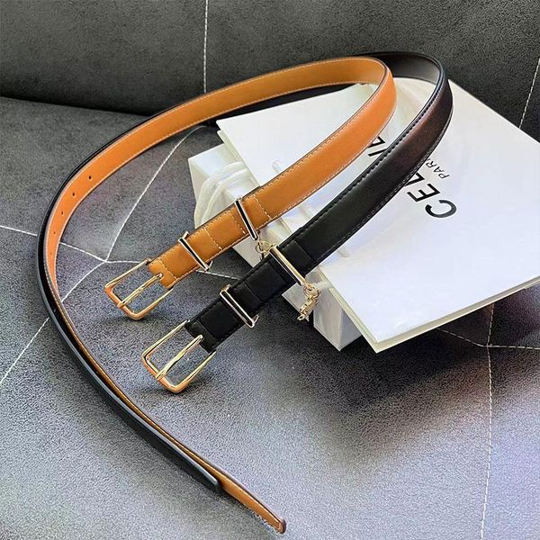 

women belt lady narrow belts luxury brand genuine leather classic needle buckle black brown color width 2.3cm high quality