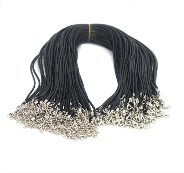 

100pcs/lot black wax leather chains necklace for women 18-24 inch cord string rope wire chain diy fashion jewelry in bulk3551345, Silver