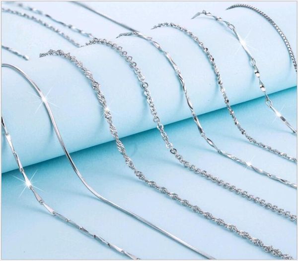

solid 925 sterling silver box link chain lobster clasp necklace fit pendant in bulk wholesale 18inch3994856