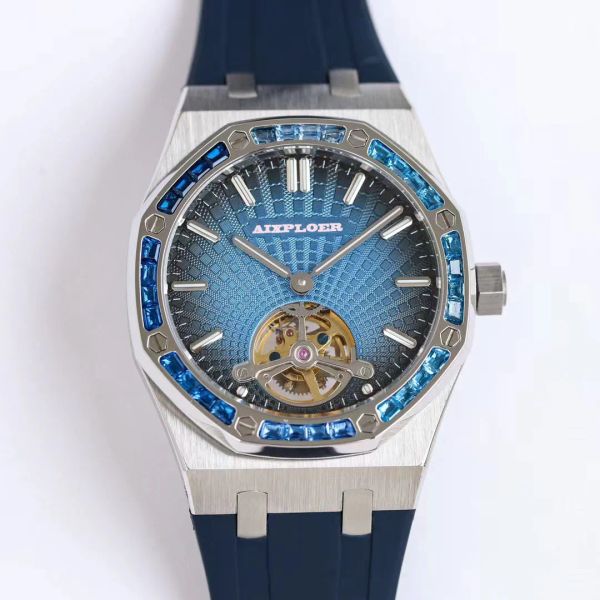 

frosted skeleton watches for men automatic mechanical watch diamond 42mm dial luminous waterproof luxury sapphire wristwatch designer reloje, Slivery;brown