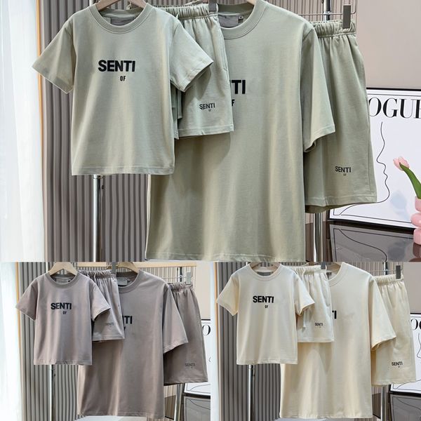 

kids clothes sets short sleeves t-shirts shorts ess tracksuits loose joggers children youth boys girls parent-child clothings tshirts famil, White