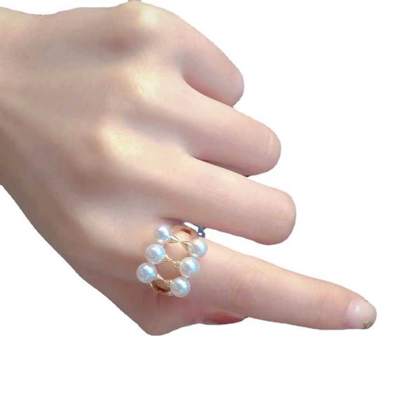 

tiffay demon same ring 5-6mm natural freshwater pearl with round and strong light opening adjustable with logo, Silver