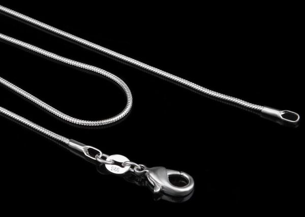 

925 sterling silver plated chain necklaces for woman smooth chain jewelry size 1mm 16 18 20 22 24 26 28 30 32 34 36 38 inch1575745