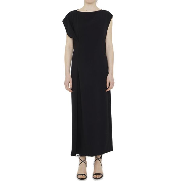 

runway dress 2023 spring & summer asymmetrical cuff design black long dress