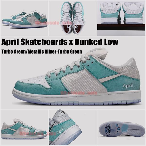 

april skateboards low running shoes turbo green metallic silver turbo green black white panda mens womens sneakers dunked dunks sports train