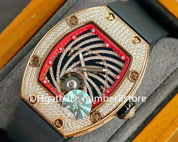 

new rm51-02 diamond women watches rotating diamond tourbillon automatic ladies watch 18k rose gold case sapphire crystal water resistant wri, Slivery;brown