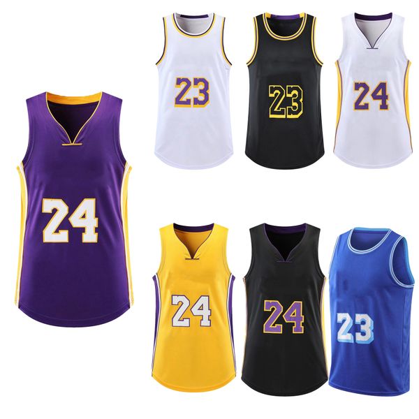 

men basketball jersey lake no. 23 24 james basketball jersey set practice game top, Black;red