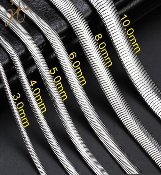

width 3mm/4mm/5mm/6mm/8mm/10mm 316l stainless steel flat soft flexible chain necklace (18"-22" inches)9040773, Silver