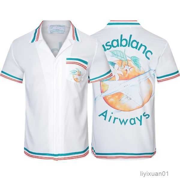 

casablanc designer men t shirt set masao san print mens casual and short womens loose silk tees transportation tshirt 23 de54, White;black