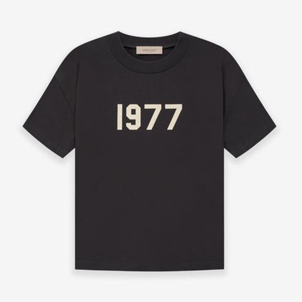 

1977 essentials vintage short-sleeved mens designer t shirts fashion t-shirt all cotton fog double line essentail t shirt plain t shirts men, White;black