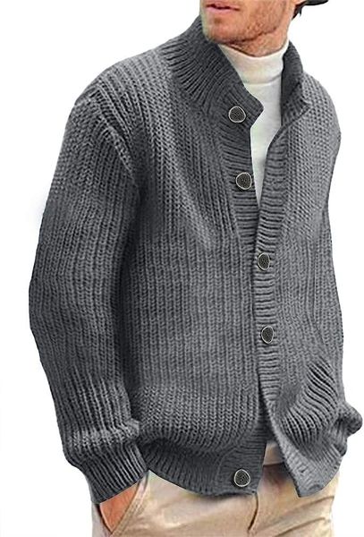 

mens cardigan sweater stand collar button down color block cable knitted chunky cardigans, White;black