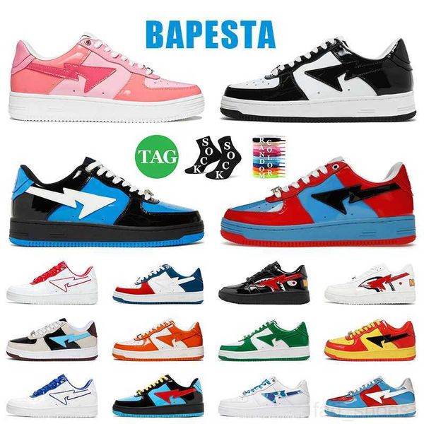 

bapestas stas sk8 sta designer casual shoes womens mens shoe patent leather black color camo combo pink abc camos blue grey orange green sne