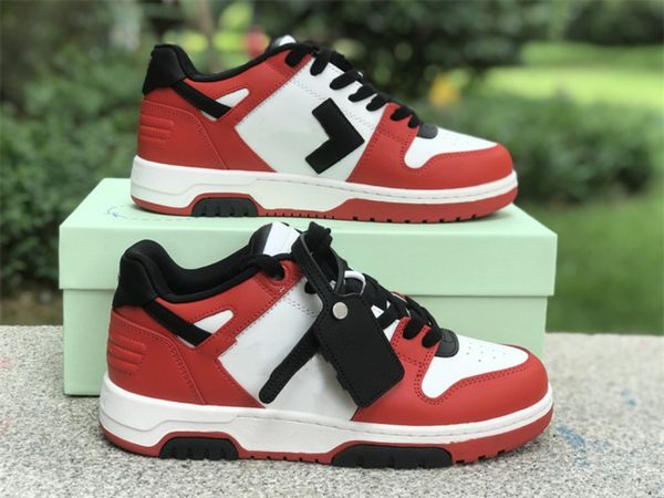 

designer basketball shoes ow out of office red black low leather sneakers with box