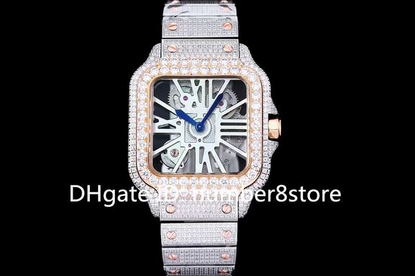 

9 color options diamond luxury mens watches openworked dial designer wristwatches swiss automatic mechanical 28800 vph sapphire 904l stainle, Slivery;brown