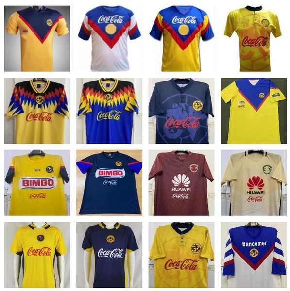 

1987 1988 2001 2002 retro soccer jerseys club america liga mx football shirts mexico r.sambueza p.aguilar o.peralta c.dominguez matheus 94 9, Black;yellow