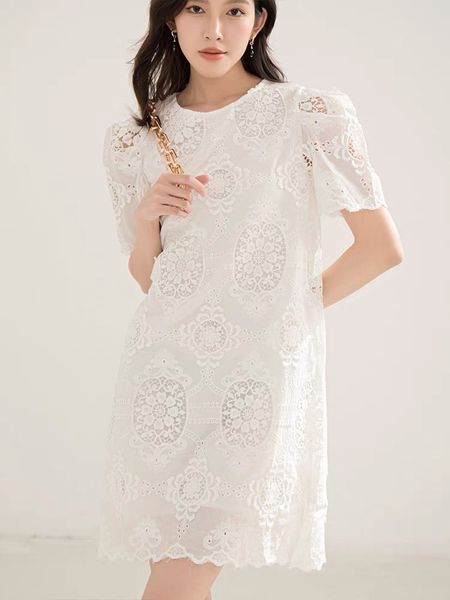 

basic & casual dresses sandro embroidered white dress short skirt, Black;gray