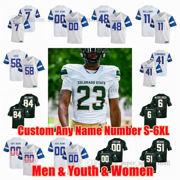 

ncaa colorado state rams college football jerseys chase wilson ryan stonehouse justin michael keith williams gary williams cayden camper any, Black