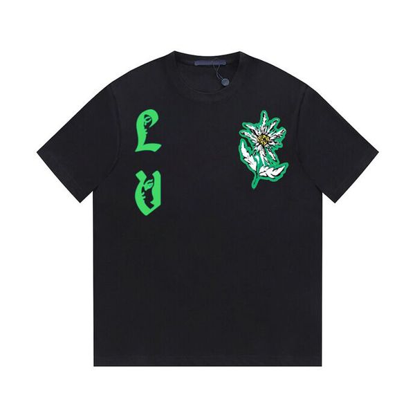 

summer new short sleeve t-shirt double yarn fabric stereo letter shirt printing women men's round neck t-shirt original sweatshirt polo, Black;brown