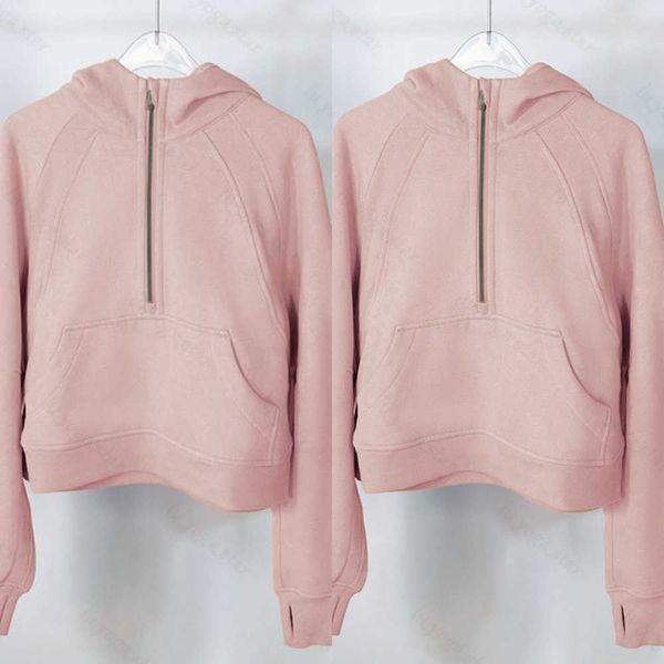 

plus scuba womens yoga velvet hoodie thickening jackets hoodys sports half zipper terry designer sweater cing fashion loose short lulus 26, Black