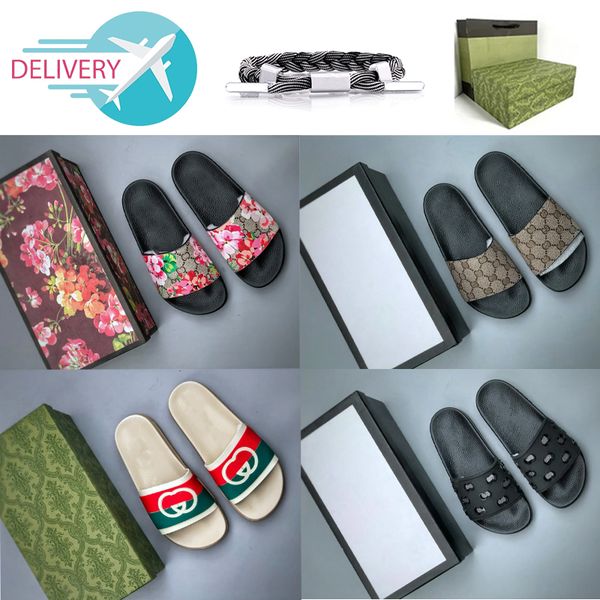 

designer slides men women slippers summer sandal beach slide flat platform ladies home fashion shoes flip flops striped tiger bee causal sli, Black