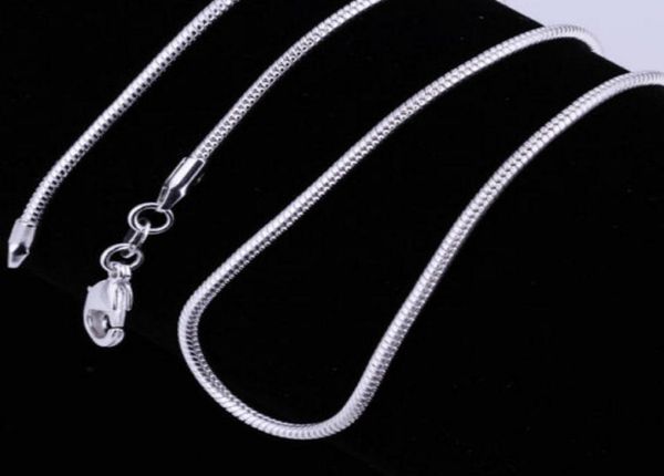 

925 sterling silver plated chain necklaces for woman lobster clasps smooth chain statement jewelry making size 1mm 16 18 20 22 24 inch885815