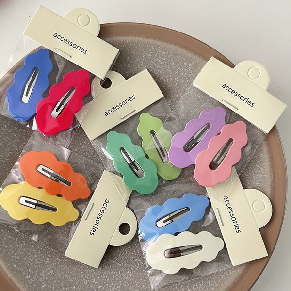 

2pcs/set korean summer cute metal candy color hairpins bb clips baby kawaii barrette headwear girls hair accessories, Slivery;white
