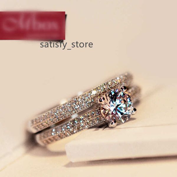 

luxury female white bridal wedding ring set fashion 925 silver filled jewelry promise cz stone engagement rings for women, Slivery;golden