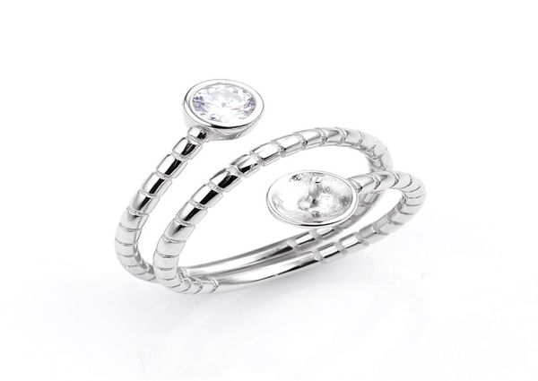 

shaped ring pearl settings with zircon jewelry bijoux 925 sterling silver rings base diy findings 5 pieces8011555, Slivery;crystal
