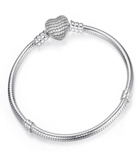 

brand new luxury jewelry pure 925 sterling silver pave white sapphire cz diamond gemstones heart bangle partywomen chain bracelet gift960374, Golden;silver