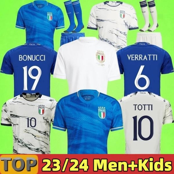

2023 maglia italy soccer jerseys 125 years anniversary kids kit chiesa verratti barella 2024 euro cup qualifier nationals league football sh, Black;yellow