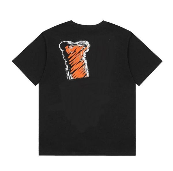 

designer mens t-shirts orange crayon graffiti print street brand t-shirt summer loose men's and women's short sleeves round neck s, White;black