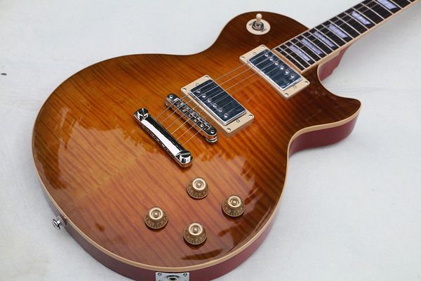 

electric guitar with freight and nail bindings, custom service available, tiger flame, tawny, standard upgrade, apr-1 bridge, 20