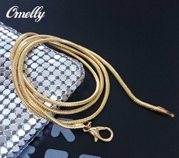 

african india style 18k gold plated 2mm chains golden necklace 18/20/22/24 inches clasps pendant necklace chains in bulk 829188, Silver