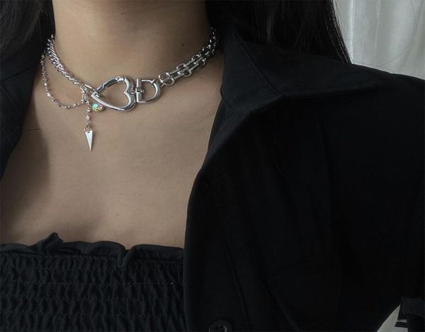 

ins thick chain necklaces women fashion heart necklace triangle charm jewelry popular hip hop necklaces lady alloy necklace7895189