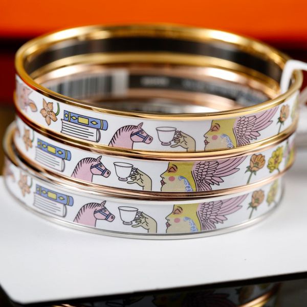 

enamel clic bangle for women charm bracelets rabbit enamel cuff quality, Golden;silver