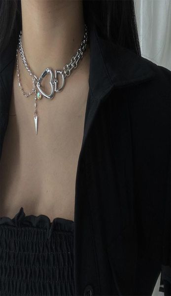 

ins thick chain necklaces women fashion heart necklace triangle charm jewelry popular hip hop necklaces lady alloy necklace2904051
