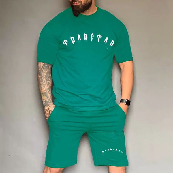 

mens set summer mens trapstar t shirt set short sleeve outfit chenille tracksuit sportswear hip hop black cotton london streetwear asian, White;black