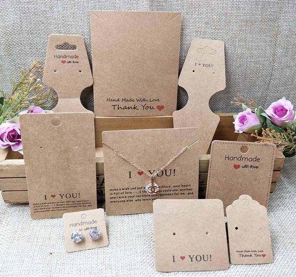 

2018 new whitekraft handmade jewerly tag necklace card earring card i love you display jewelry set cards 1lot100pcs8785606, Pink;blue