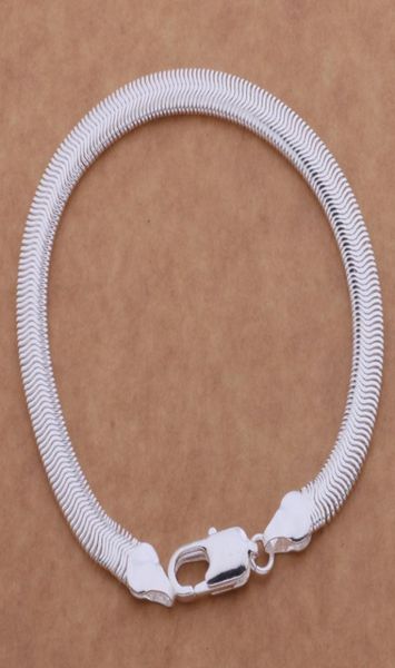 

with tracking number sale 925 silver bracelet 6m flat chain bracelet silver jewelry 20pcs/lot 15625622950, Black