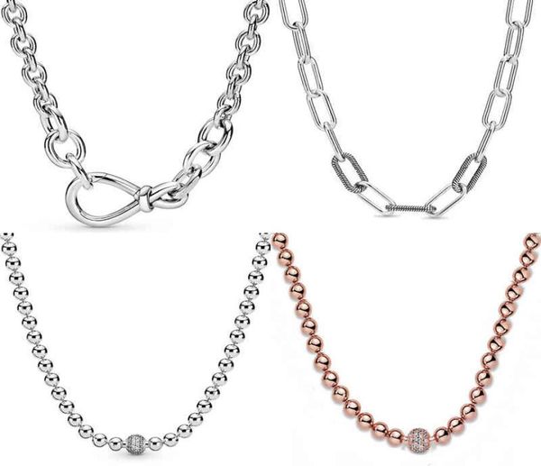 

original chunky infinity knot beads sliding me link chain necklace for pandora 925 sterling silver bead charm diy jewelry7816380