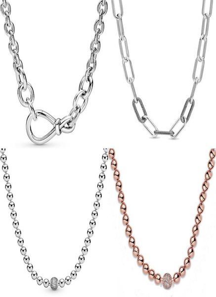 

original chunky infinity knot beads sliding me link chain necklace for fashion 925 sterling silver bead charm diy jewelry q05317276544