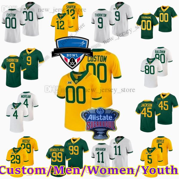 

custom ncaa baylor bears football stitched jerseys 12 blake shapen 76 connor galvin 84 jaylen ellis 99 william bradley-king 9 tyquan thornto, Black