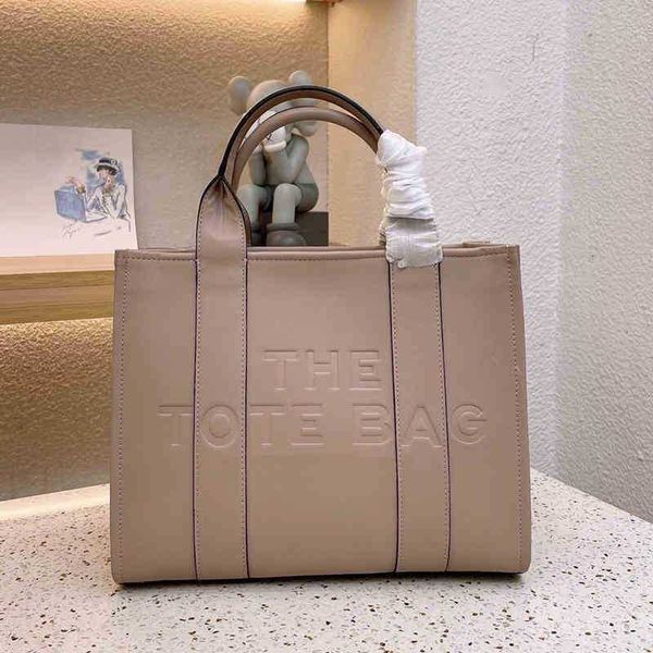 

vintage totes marc the tote bag designer bags women white leather handbag fashion all-match shopper shoulder embossing handbags size 34cm