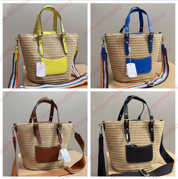 

designer coac bag women sunshine straw weave tote bags shoulder crossbody wallet colour matching kia hobo purses lady messenger satchels dhg